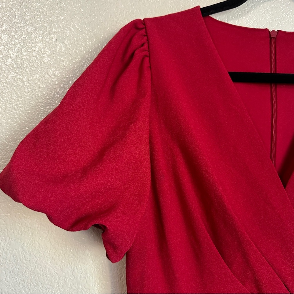 Julia Jordan Red Pantsuit Wide Leg Sz 2 Puff Sleeves - Picture 6 of 12